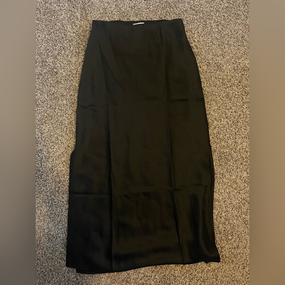 Princess Polly Black Satin Midi Skirt